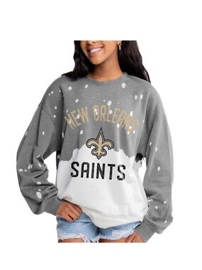 New Orleans Saints Gray & White Splash Pullover Sweatshirt